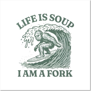 Life Is Soup I Am Fork Graphic T Shirt, Unisex Funny Retro Shirt, Funny Meme Shirt , Vintage Style Relaxed Cotton Shirt, Oddly Specific Tee Posters and Art